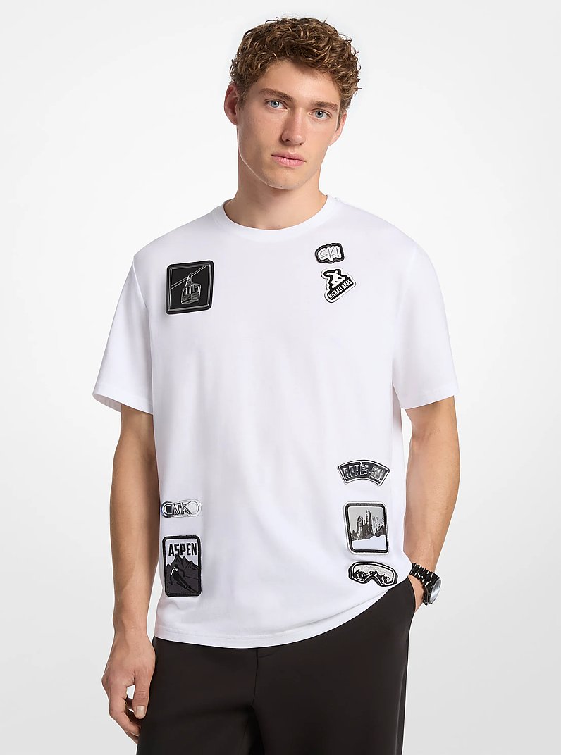 Embellished Graphic Cotton T-Shirt in WHITE | Michael Kors