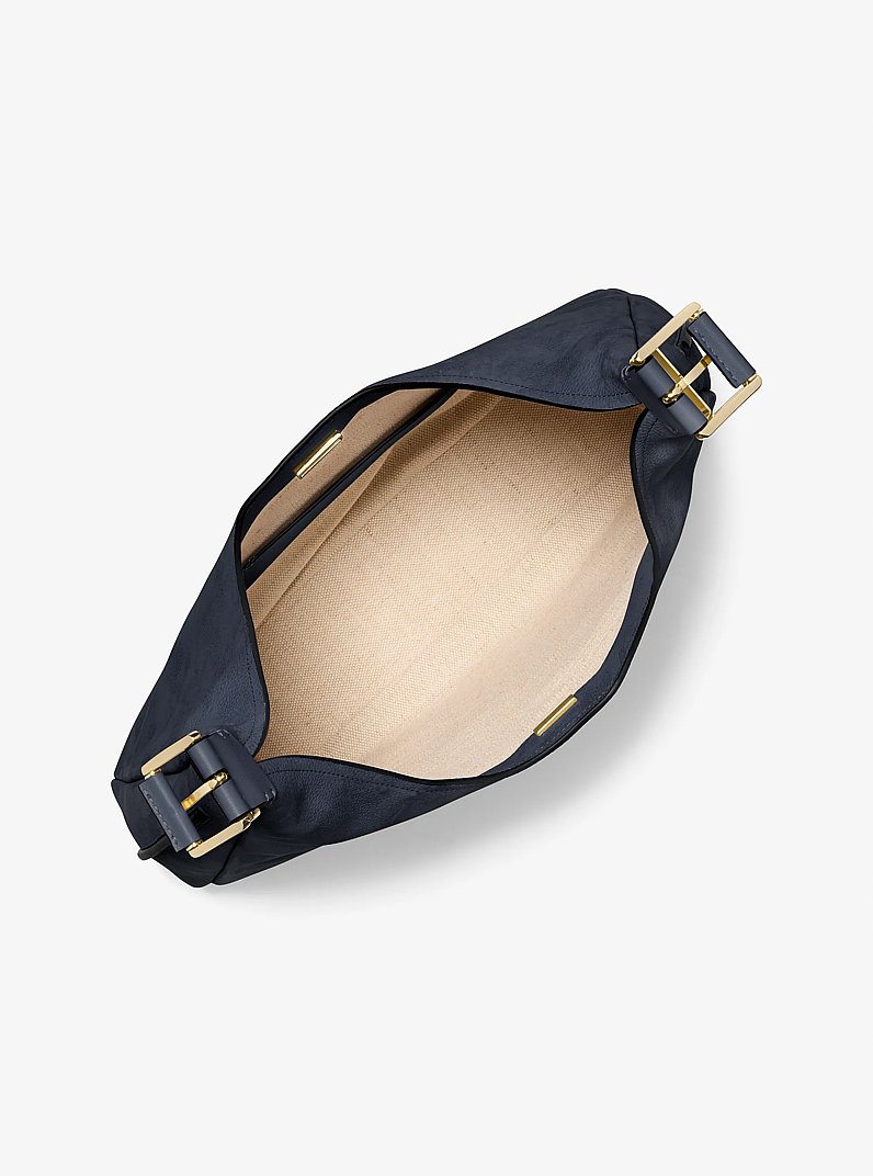 Nolita Large Nubuck Hobo Shoulder Bag in NAVY | Michael Kors