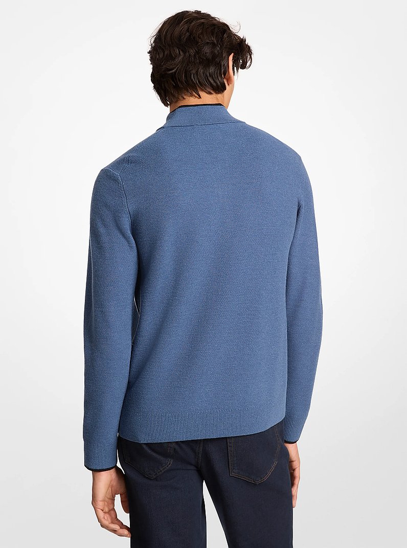 Wool Blend Quarter-Zip Sweater in DENIM | Michael Kors