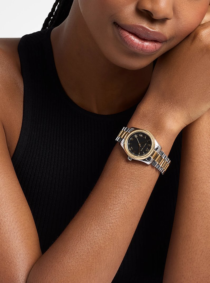 Mini Lexington Pav&eacute; Two-Tone Watch  in TWO TONE | Michael Kors