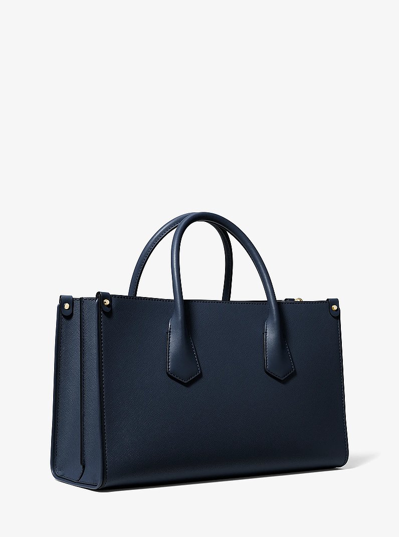 Maple Large Pebbled Leather Satchel in NAVY | Michael Kors