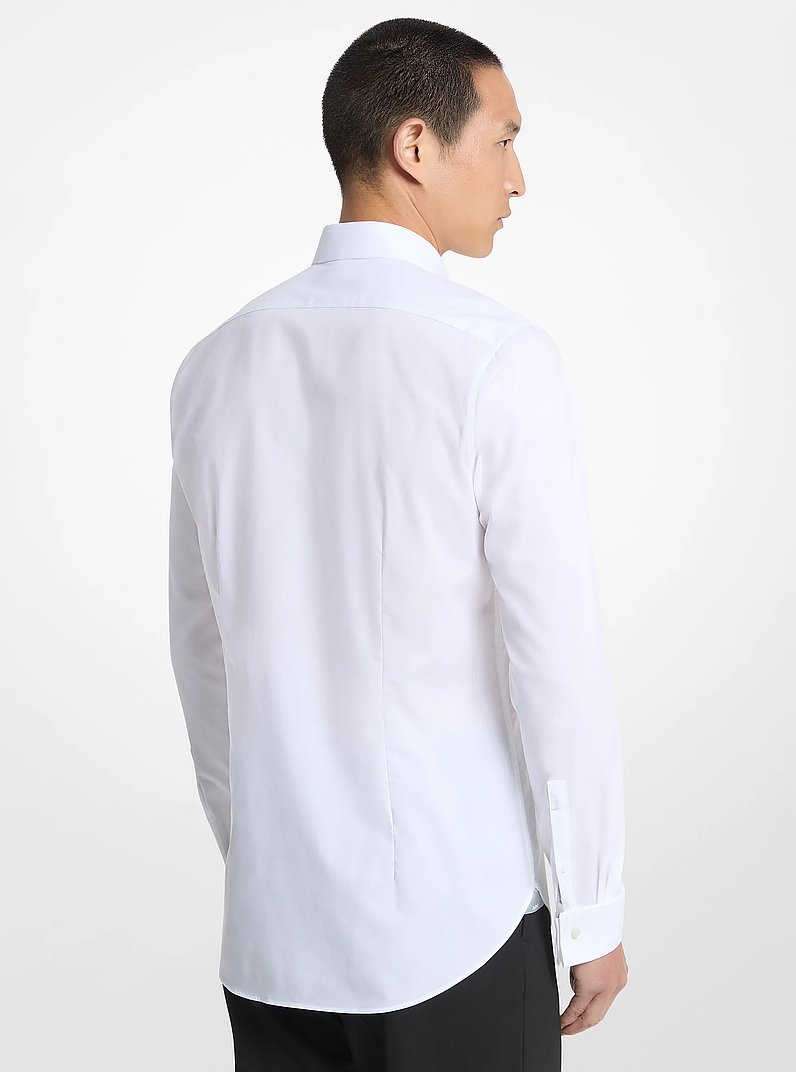 Slim-Fit Pleated Stretch Cotton Tuxedo Shirt in WHITE | Michael Kors