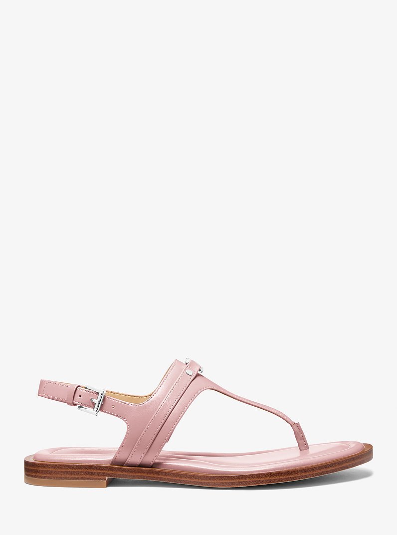 Sandale &agrave; bride en T Mandy en cuir in ROSE FUM&Eacute; | Michael Kors