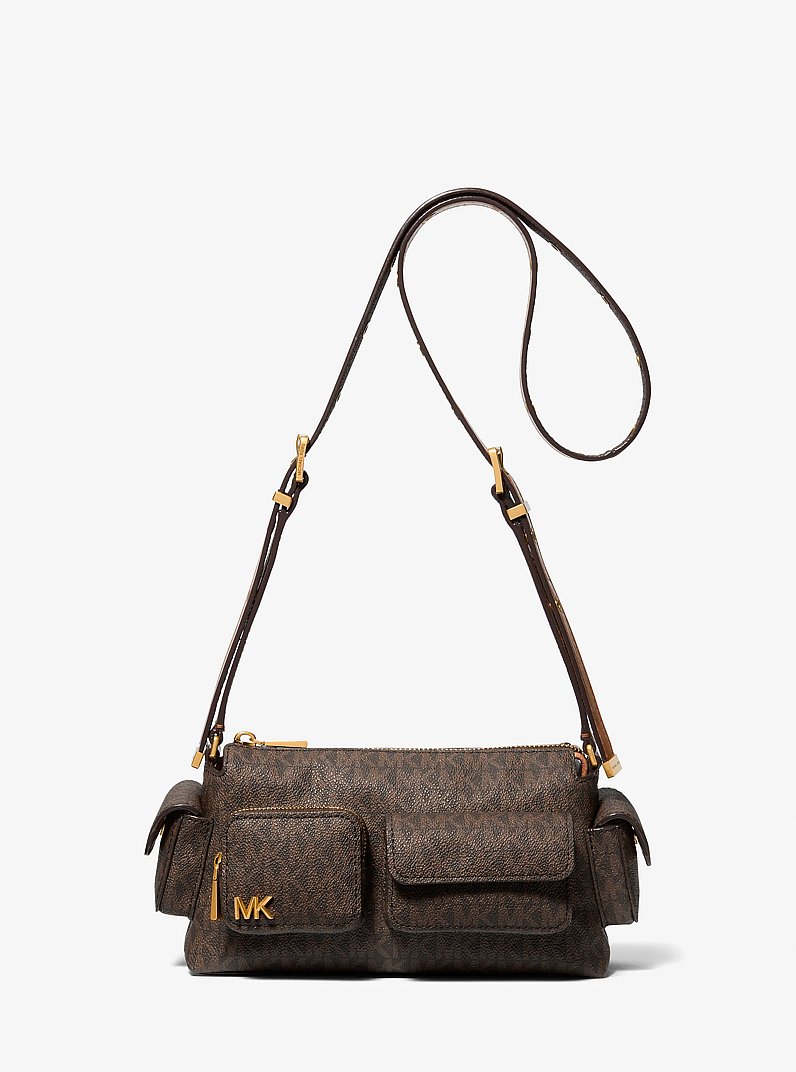 Borsa a spalla Dakota piccola con stampa logo in BRONZO/GHIANDA | Michael Kors