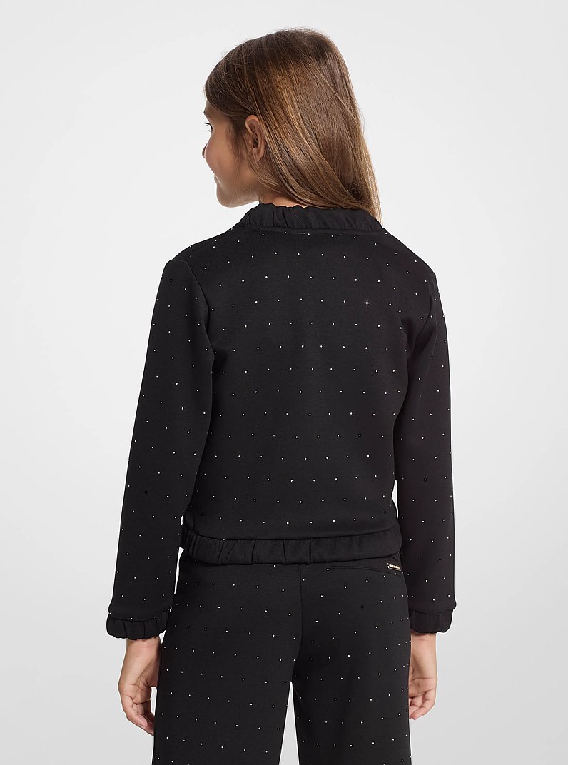 Embellished Stretch Knit Zip-Up Jacket in BLACK | Michael Kors