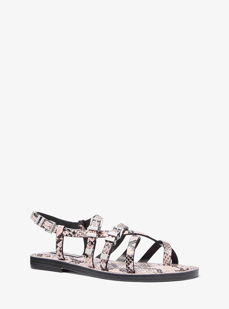 Darrington Snake Embossed Leather Sandal in SMOKEY ROSE | Michael Kors