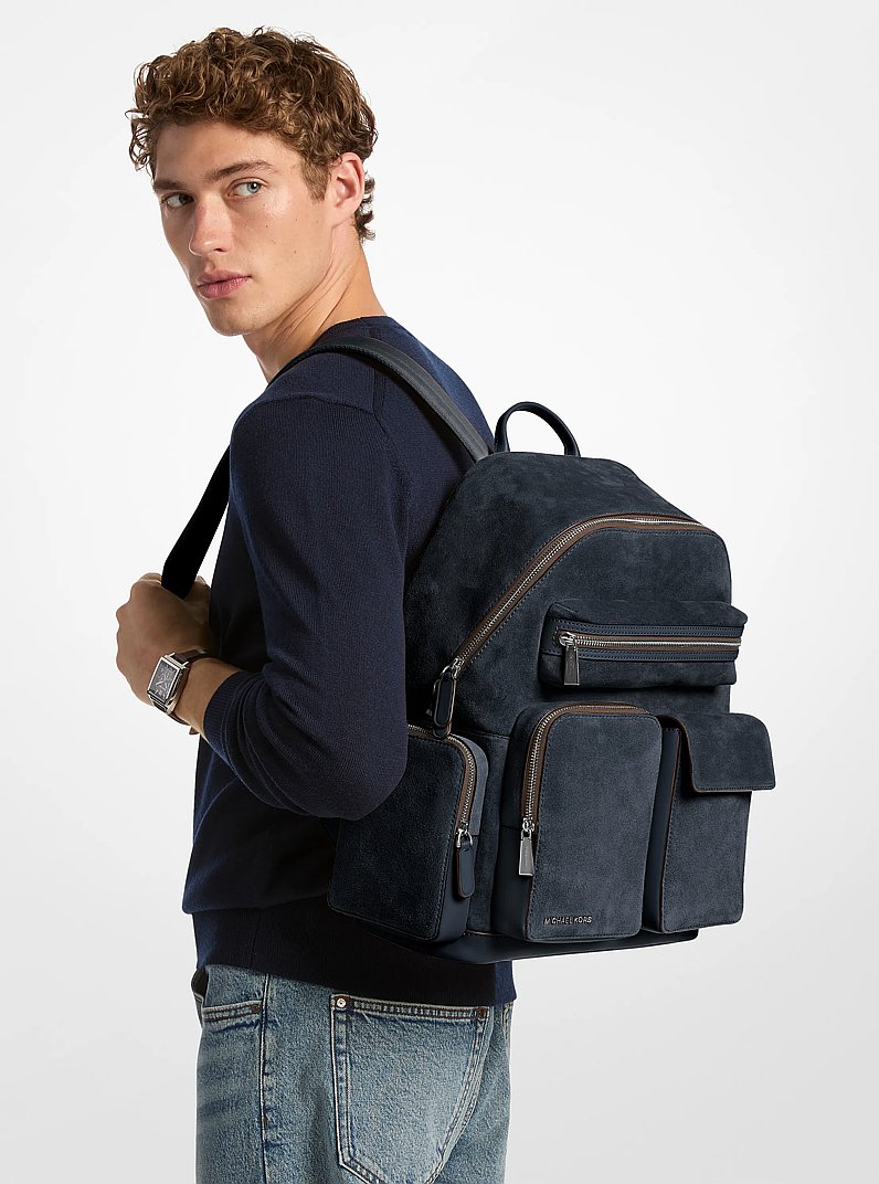 Dakota Medium Suede Cargo Backpack in LIGHT MIDNIGHT | Michael Kors
