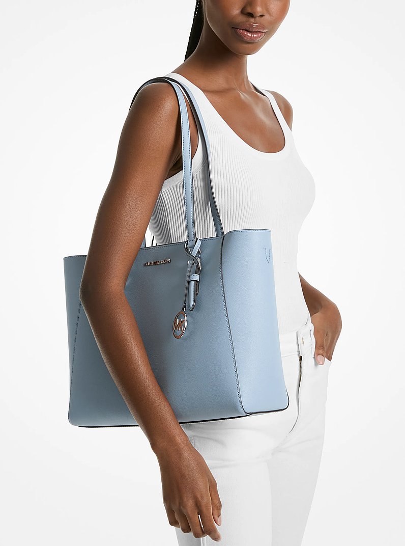 Charlotte Large Leather and Signature Logo 3-in-1 Tote Bag in PALE BLUE | Michael Kors