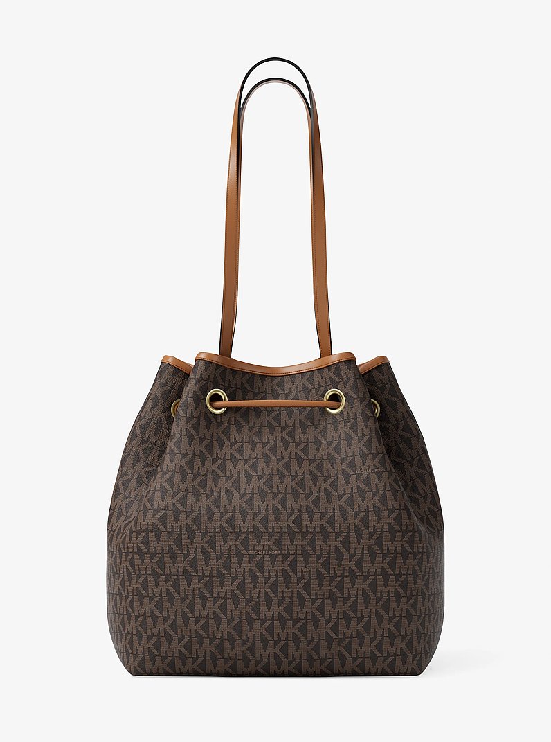 Avery Medium Signature Logo Bucket Tote Bag in BRN/ACORN | Michael Kors
