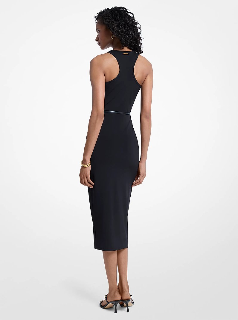 Belted Stretch Matte Jersey Racerback Tank Dress