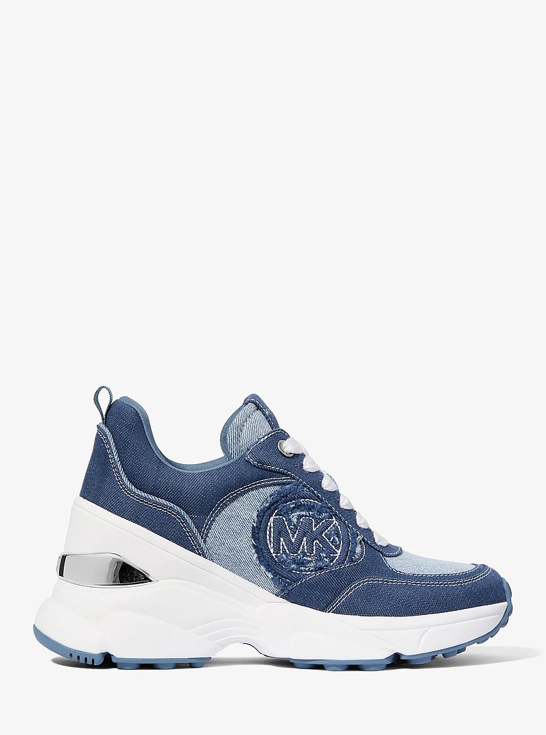 Katrina Frayed Denim Trainer in MEDIUM BLUE WASH | Michael Kors