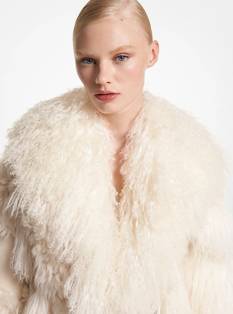 Mongolian Shearling Coat in IVORY | Michael Kors
