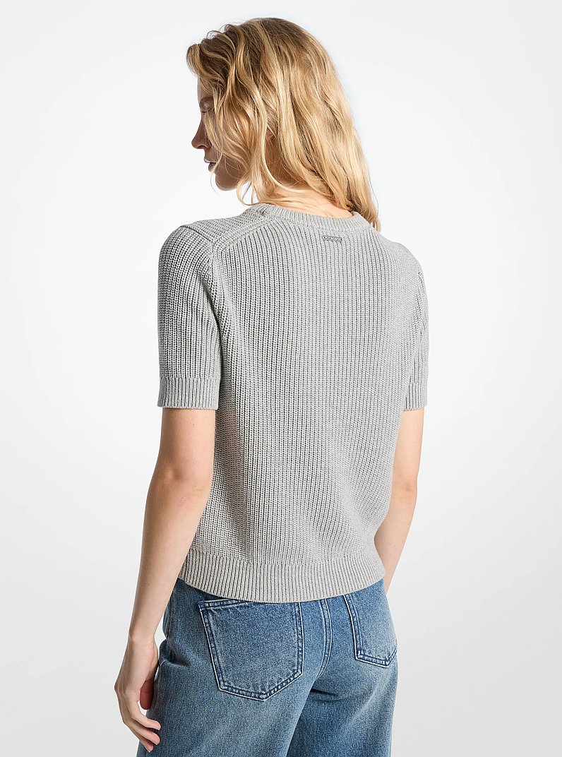 Wool Short-Sleeve Sweater in PEARL GREY | Michael Kors