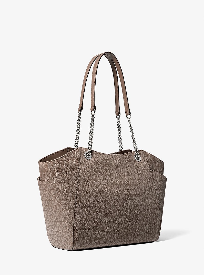 Jet Set Large Signature Logo Shoulder Bag in MUSHROOM | Michael Kors