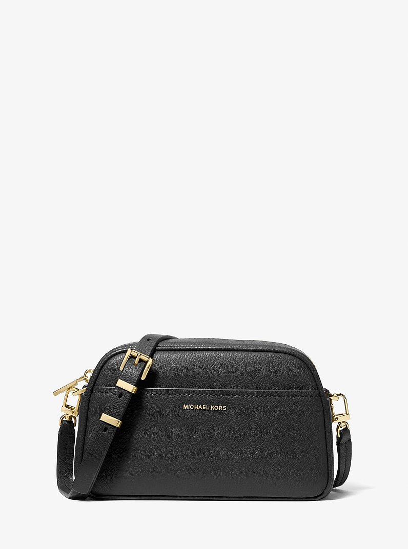 Jet Set Small Leather Camera Crossbody Bag in BLACK | Michael Kors