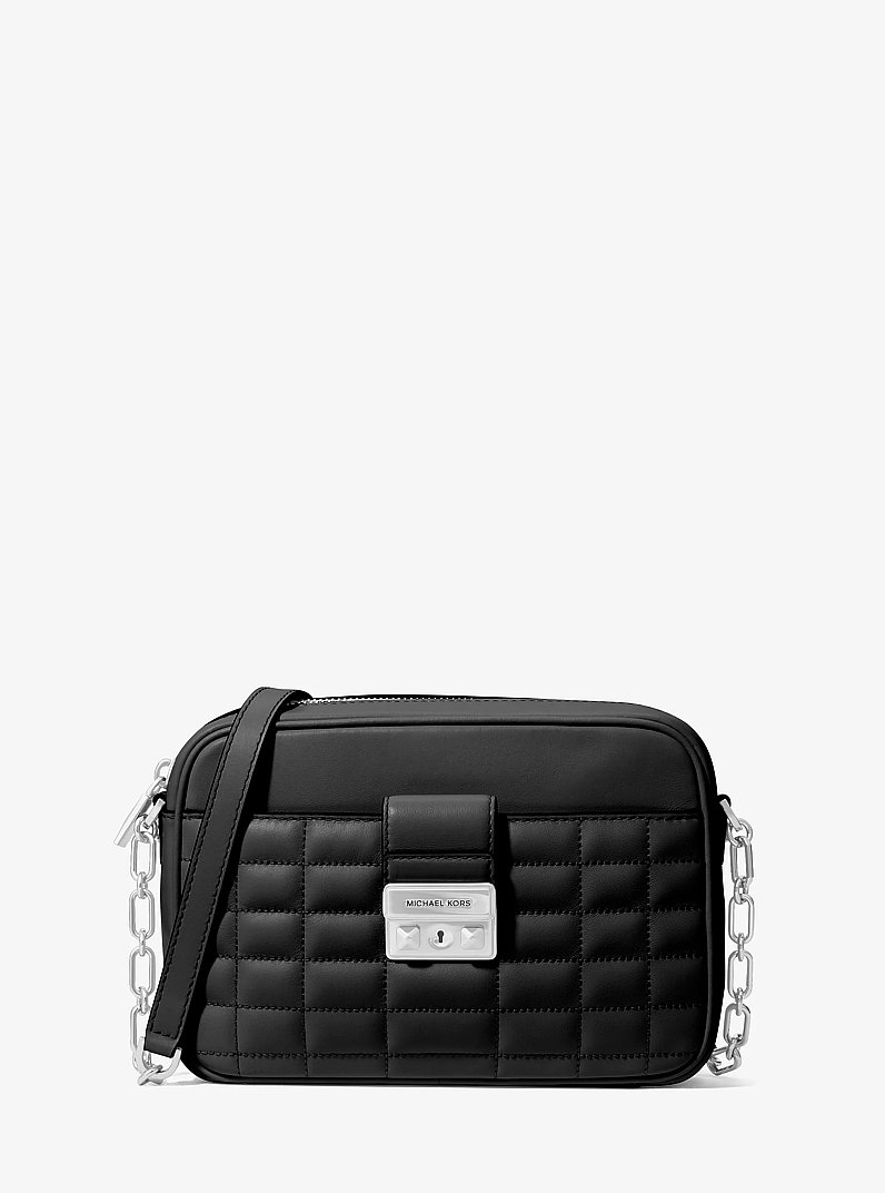 Tribeca Quilted Leather Camera Bag in BLACK | Michael Kors