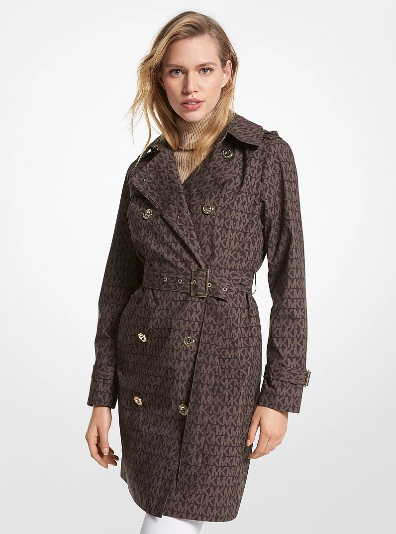 Logo Print Woven Trench Coat
