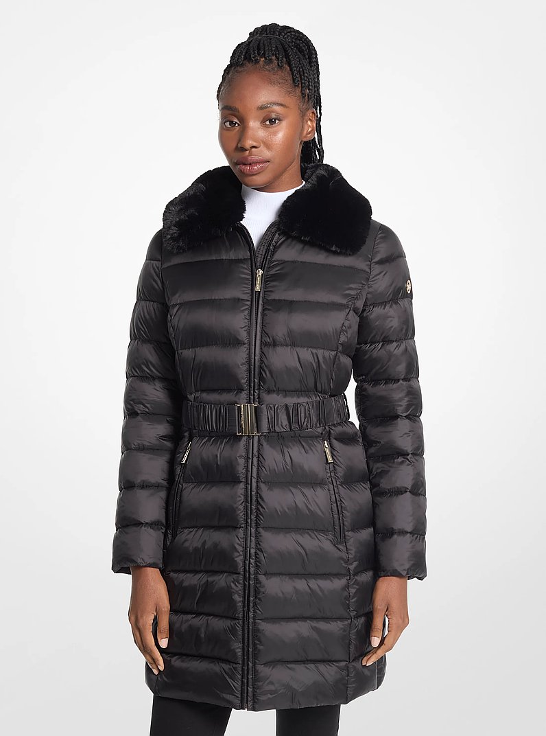 Packable Quilted Nylon Puffer Coat in BLACK | Michael Kors