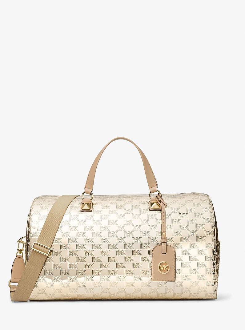 Tr&egrave;s grand sac de week-end Grayson verni &agrave; logo en relief in DOR&Eacute; P&Acirc;LE | Michael Kors