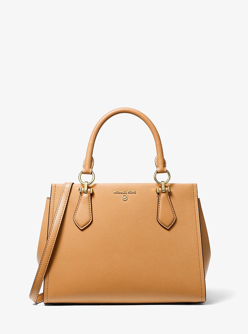 Marilyn Medium Saffiano Leather Satchel in PALE PEANUT | Michael Kors