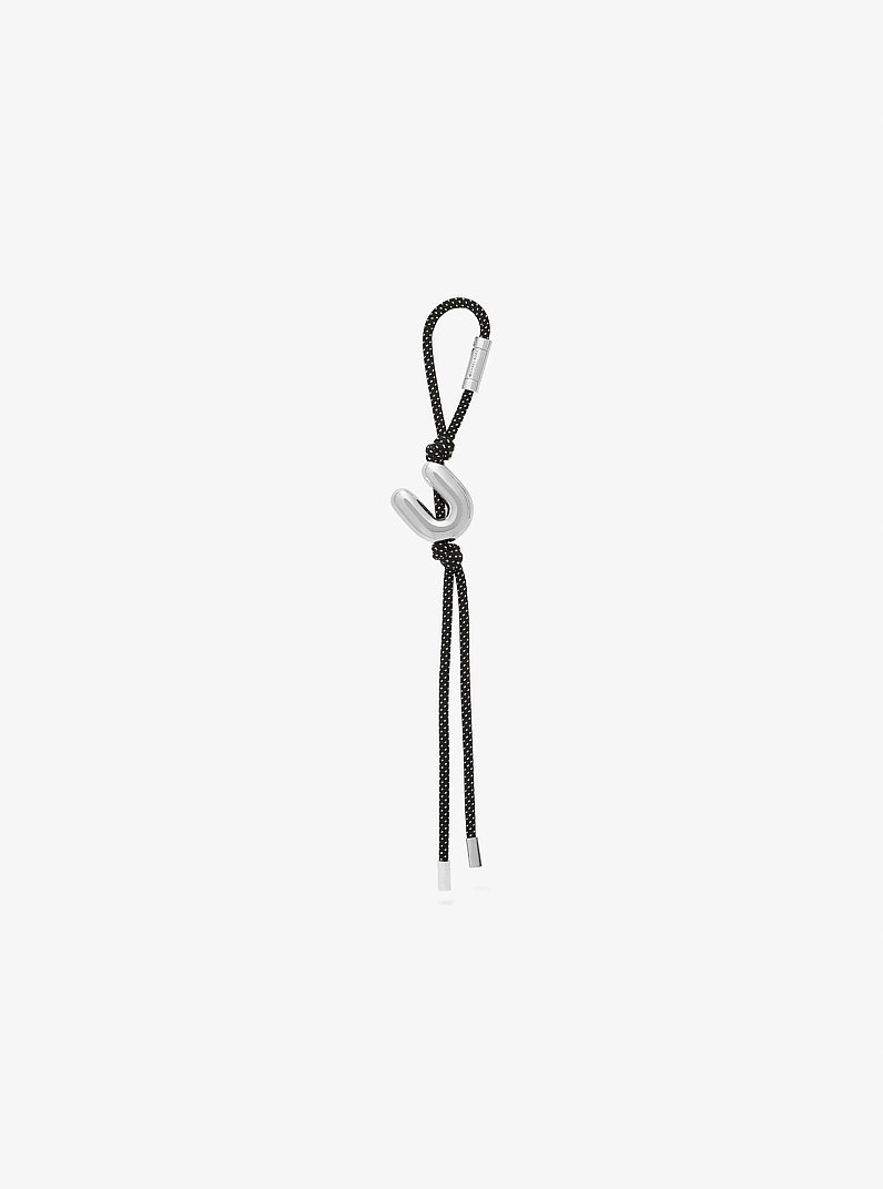 Initial Silver-Tone and Speckled Cord Bag Charm in SH RHODIUM | Michael Kors