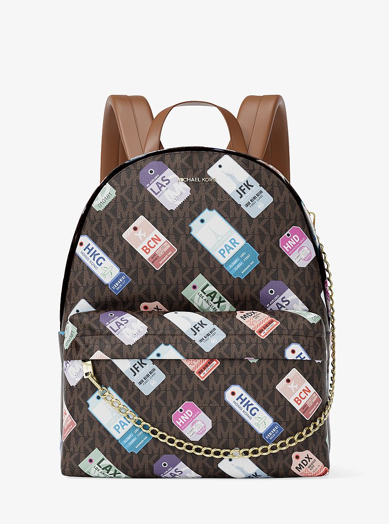 Sac &agrave; dos Slater de taille moyenne &agrave; imprim&eacute; &agrave; logo Signature in BRUN | Michael Kors