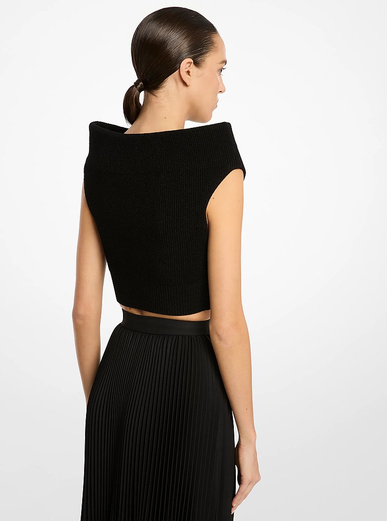 Crepe Stretch Viscose Bateau Top in BLACK | Michael Kors