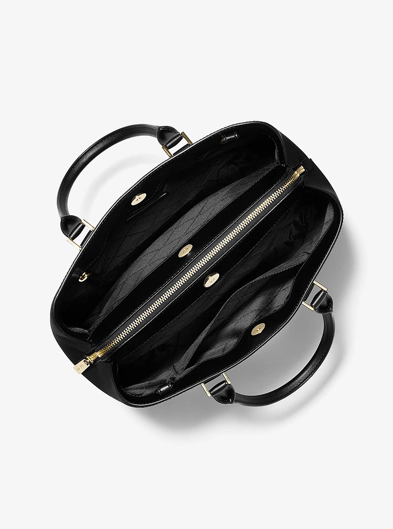 Bolso satchel Savannah grande de cuero saffiano in NEGRO | Michael Kors
