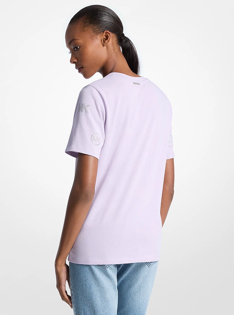 Camiseta de algod&oacute;n con logotipo adornado in QUARTZ | Michael Kors
