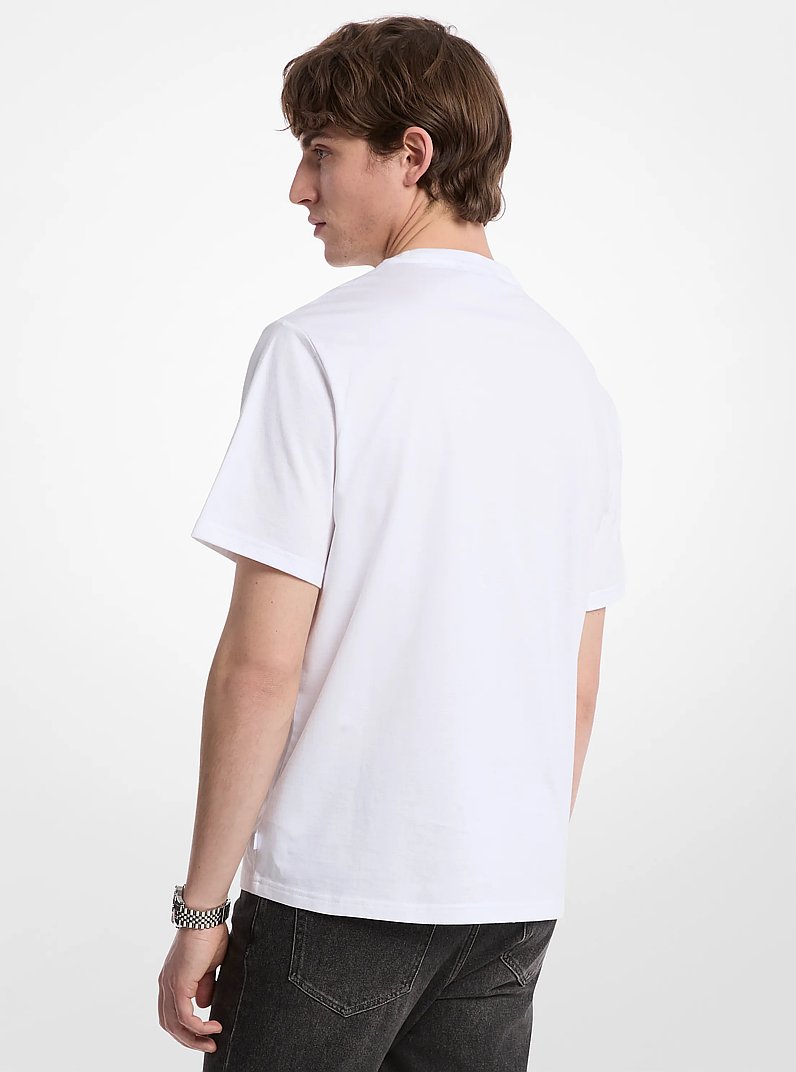 T-shirt in cotone con logo effetto grafico in BIANCO | Michael Kors