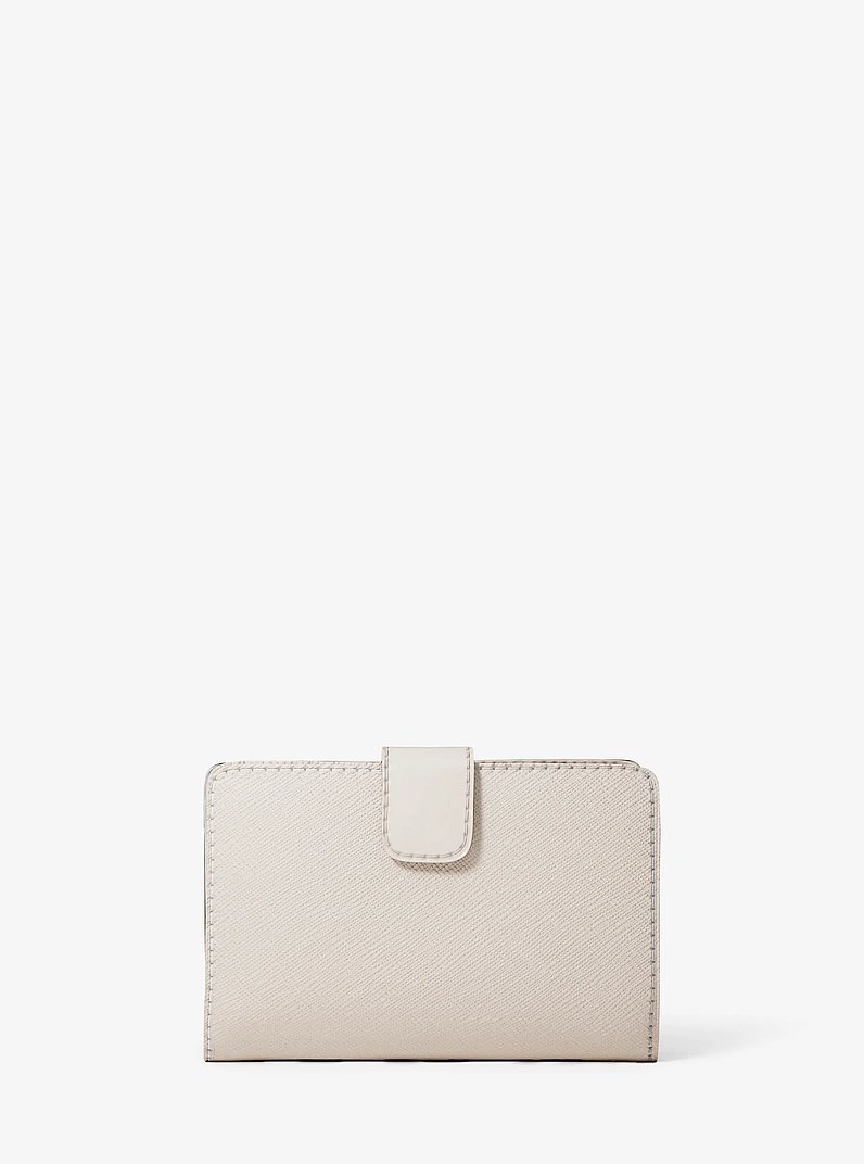 Jet Set Medium Floral Embellished Signature Logo Bi-Fold Wallet in LT CREAM | Michael Kors