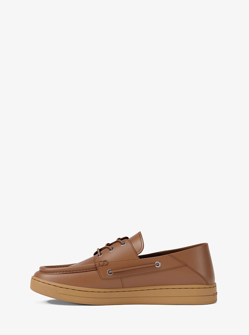 Aiden Leather Boat Shoes in LUGGAGE | Michael Kors