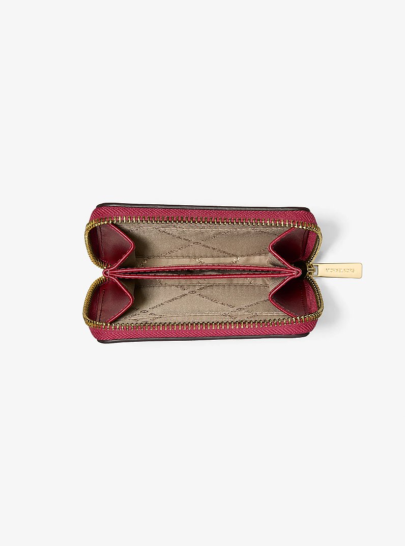Jet Set Medium Distressed Zip Card Case in CHERRY | Michael Kors