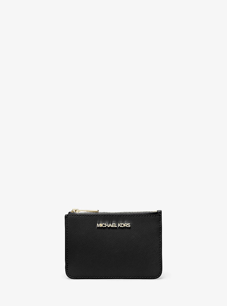 Jet Set Travel Small Saffiano Leather Coin Pouch in BLACK | Michael Kors