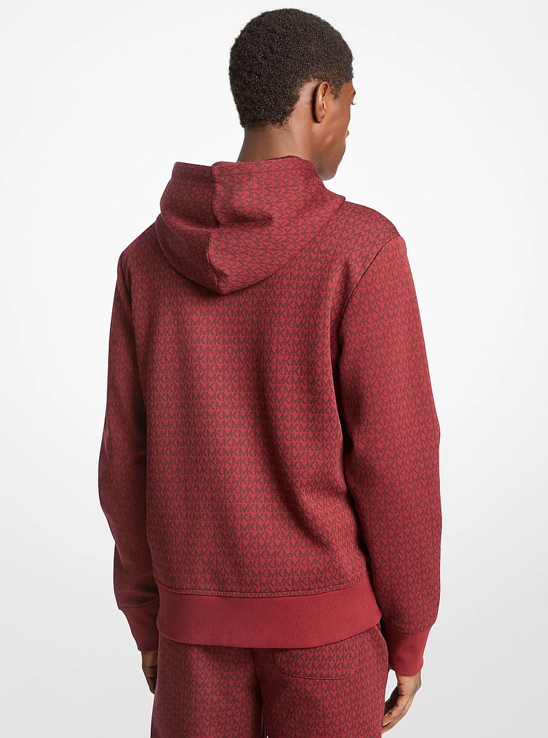 Signature Logo Cotton Blend Zip-Up Hoodie in CHERRY | Michael Kors