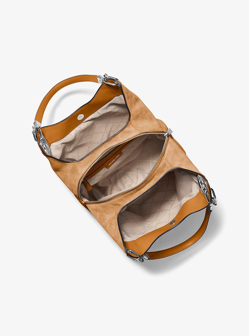 Schultertasche Lillie Large aus Wildleder in ERDNUSS | Michael Kors