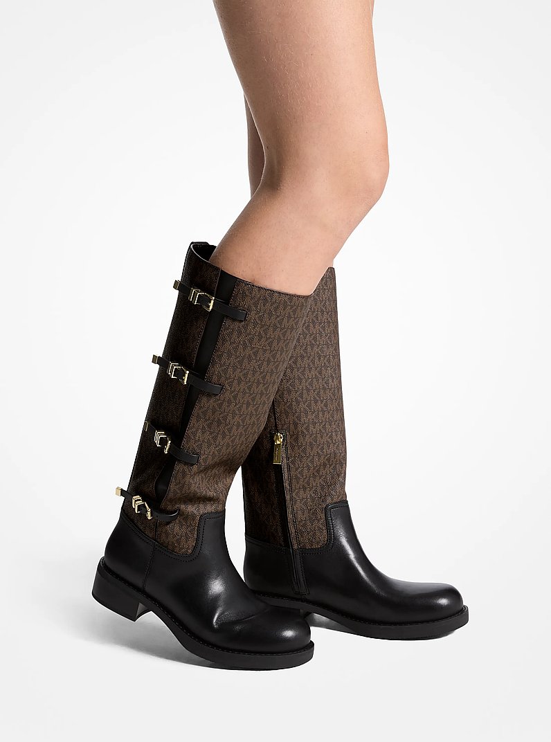 Darrington Signature Logo and Leather Boot in BROWN/BLK | Michael Kors