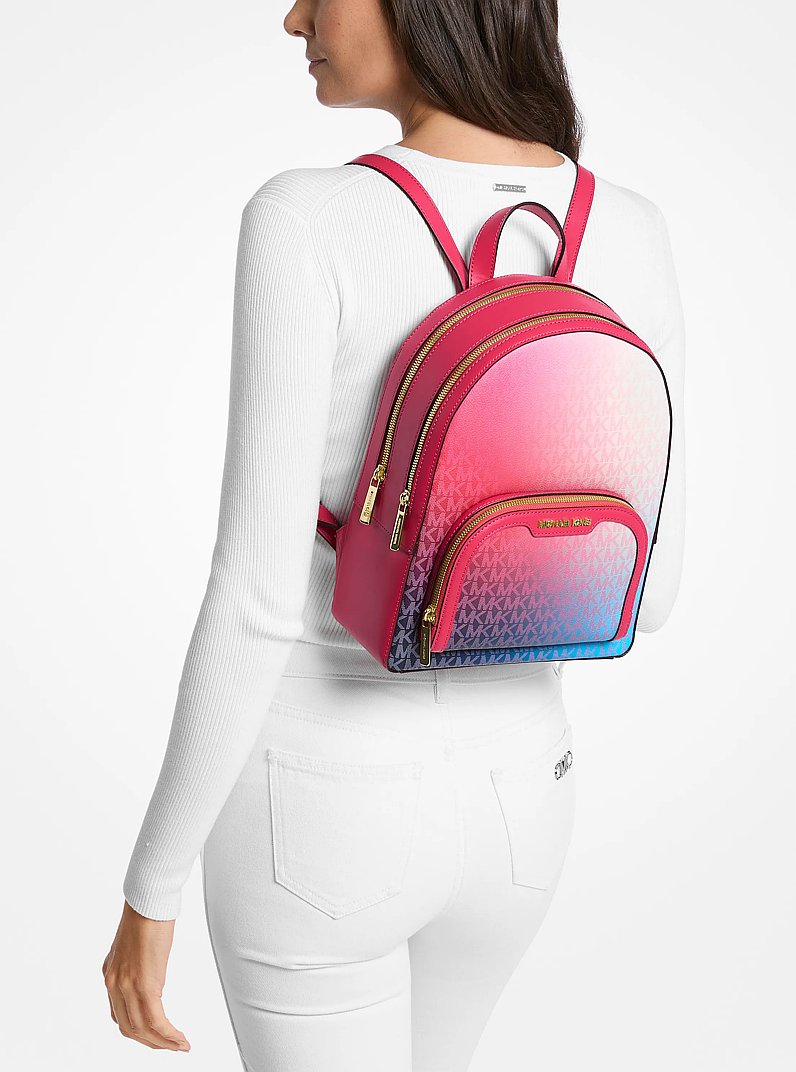 Jaycee Medium Ombré Signature Logo Backpack in DARK RASPBERRY