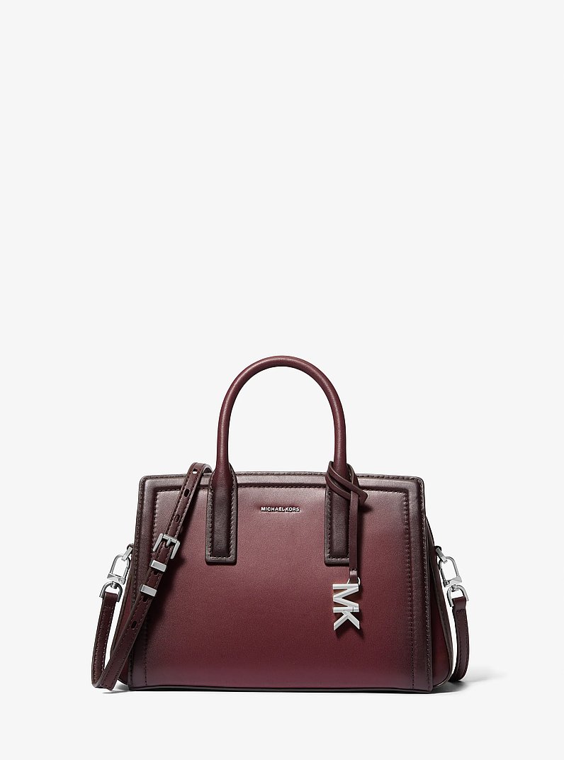 Laila Small Burnished Leather Satchel in OXBLOOD | Michael Kors