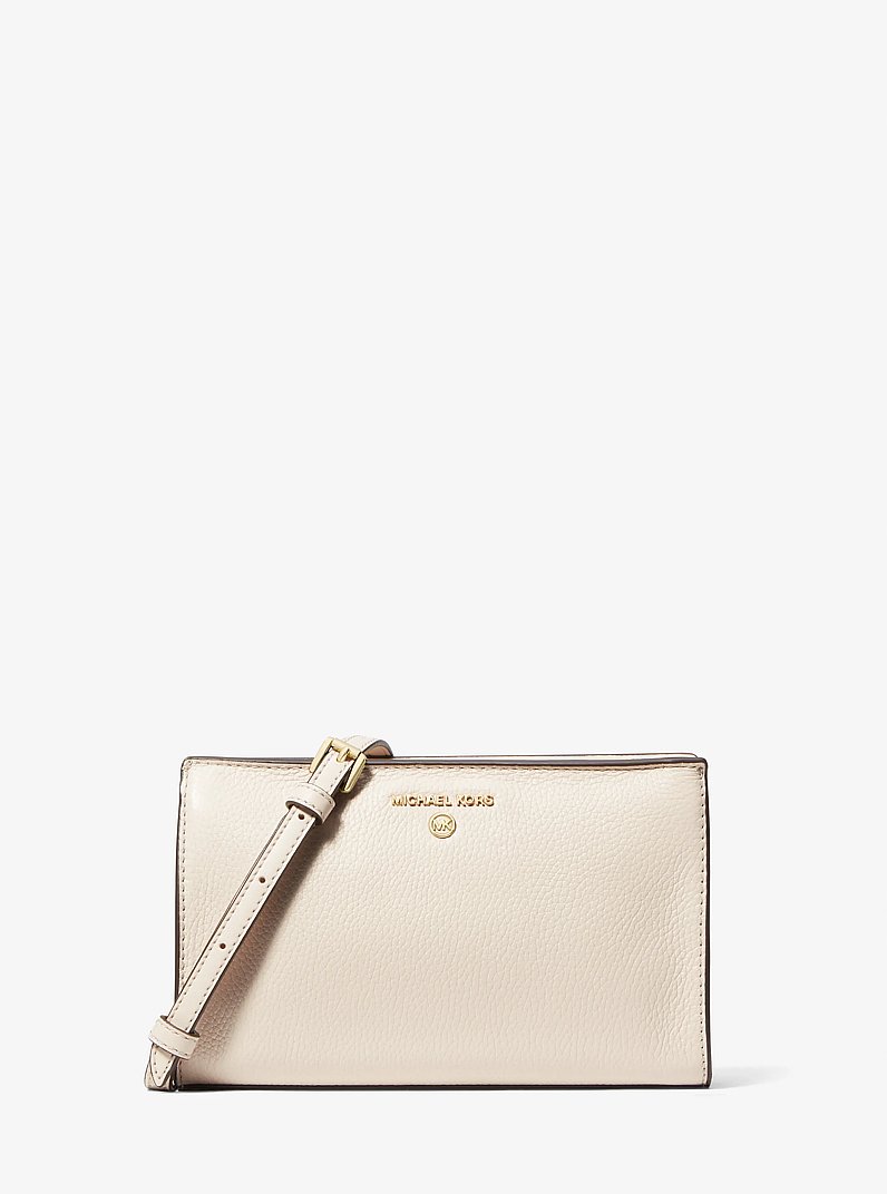 Valerie Medium Pebbled Leather Crossbody Bag in LT CREAM | Michael Kors