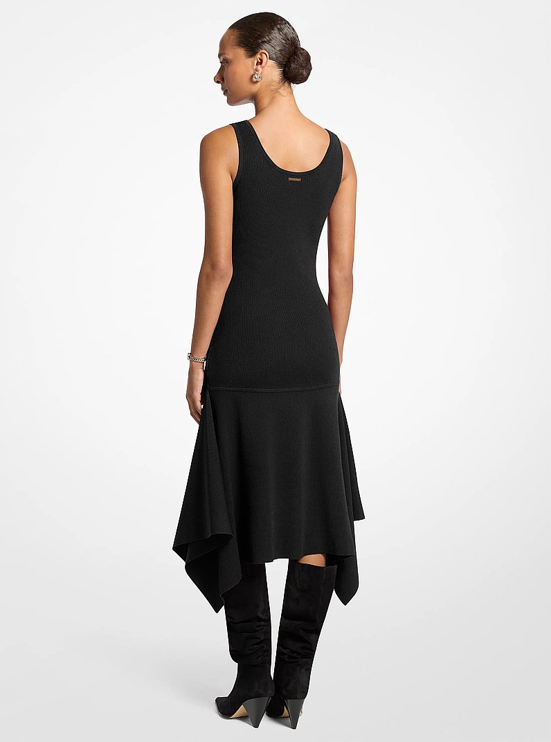 Stretch Knit Sleeveless Handkerchief Dress in BLACK | Michael Kors
