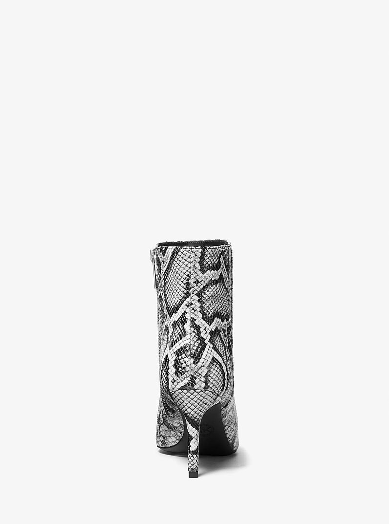 Alina Flex Snake Embossed Leather Ankle Boot in BLACK | Michael Kors