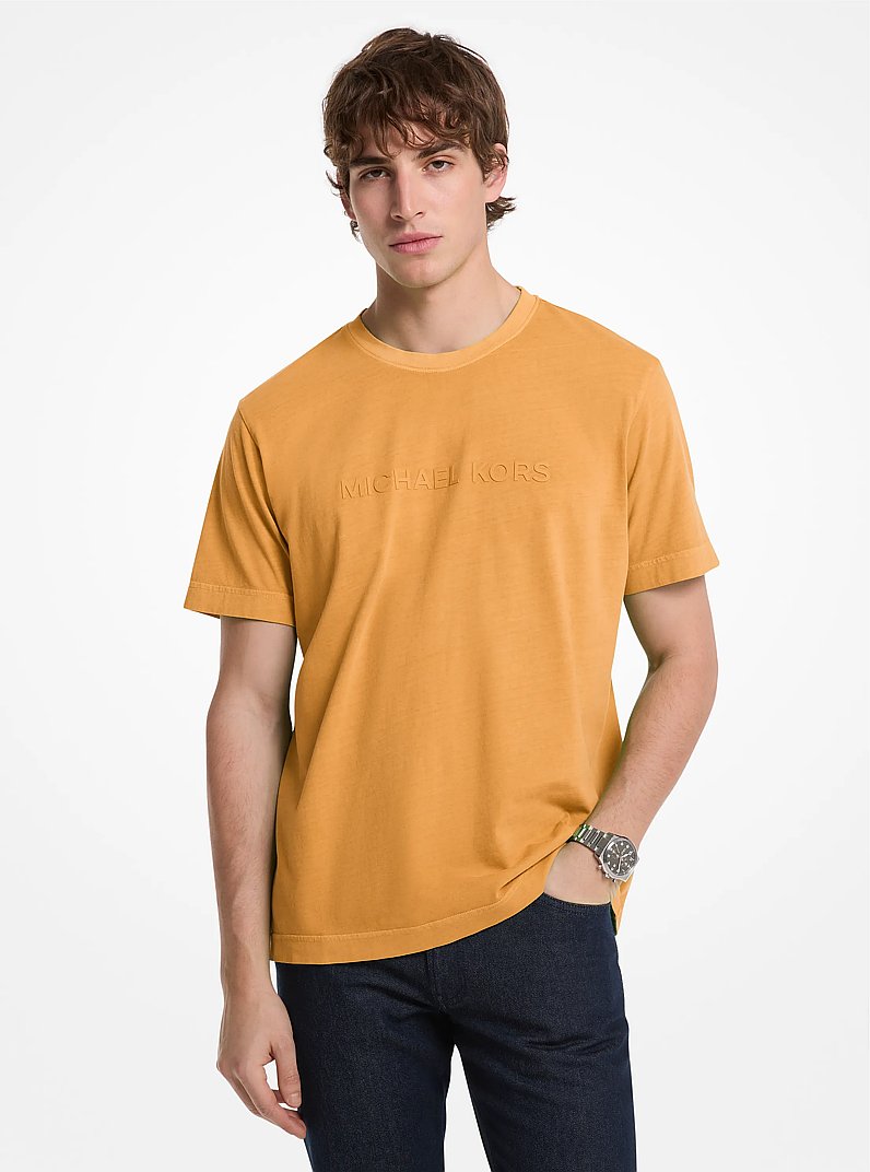 Logo Garment-Dyed Cotton T-Shirt in POP ORANGE | Michael Kors