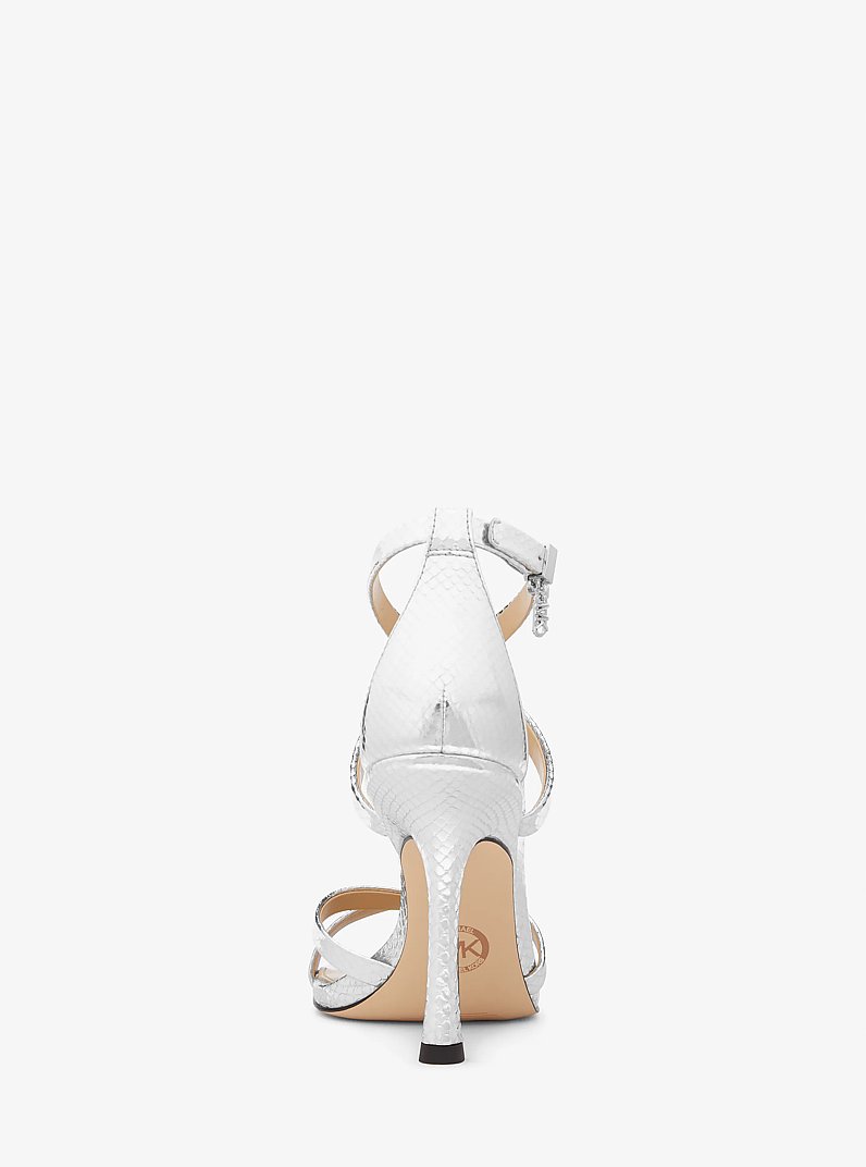 Celia Metallic Snake Embossed Leather Sandal