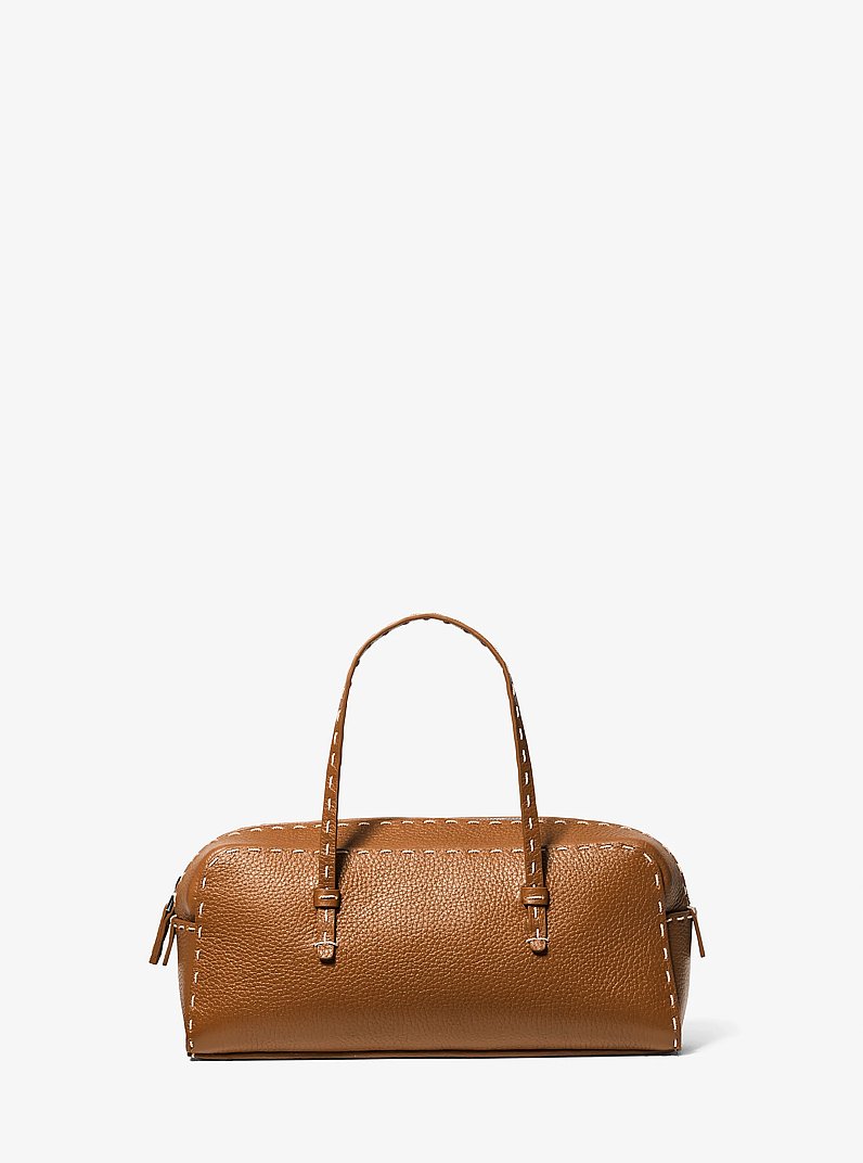 Roberta Hand-Stitched Pebbled Leather Satchel in CINNAMON | Michael Kors