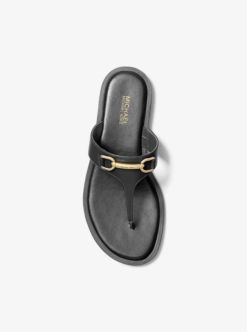 Carson Leather Sandal in BLACK | Michael Kors