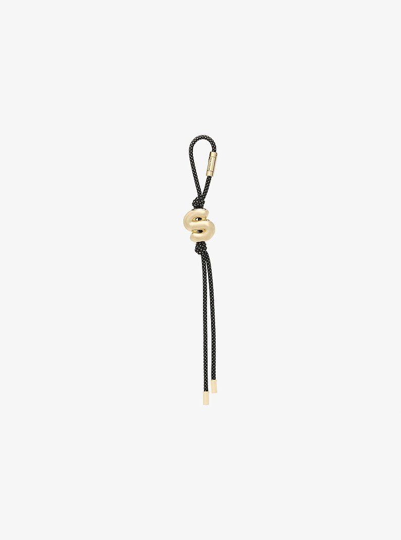 Initial Gold-Tone and Speckled Cord Bag Charm in 18K GOLD | Michael Kors