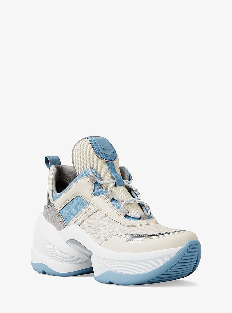 Olympia Mixed-Media Trainer in LIGHT SKY - Sale | Michael Kors [US]
