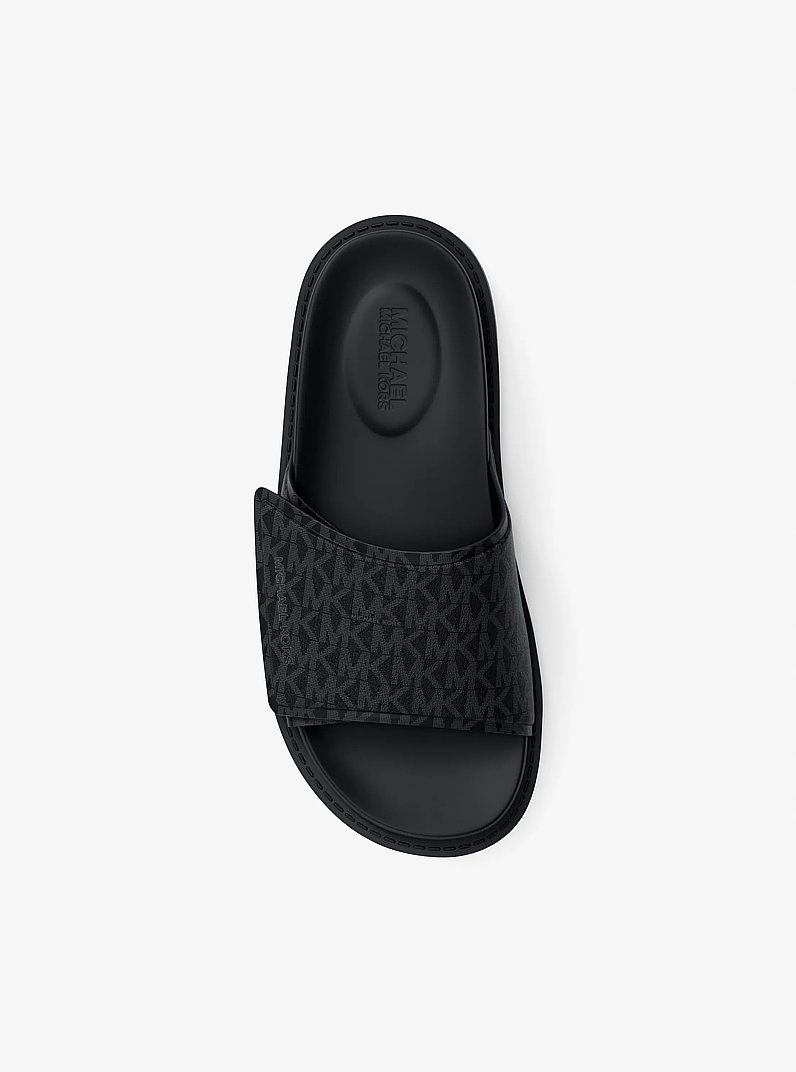 Luka Signature Logo Slide Sandal in BLACK | Michael Kors