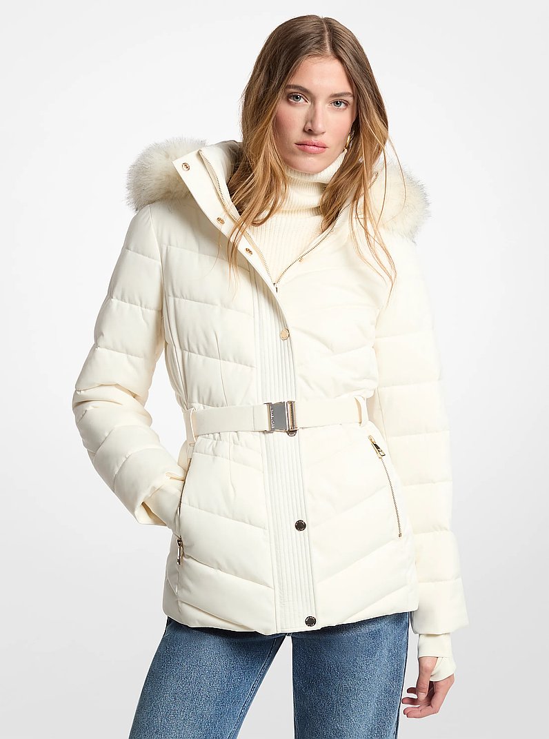 Veste matelass&eacute;e compacte &agrave; garniture en fausse fourrure in OS | Michael Kors
